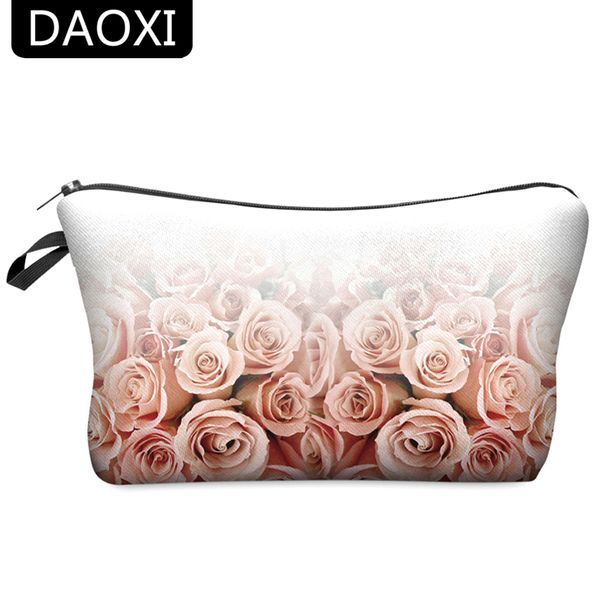 

wholesale- daoxi 3d flower printing portable cosmetic bag storage women for traveling makeup necessaries