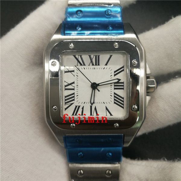 

роскошные часы мужчины 40 мм сапфировое стекло механические часы белый циферблат wrisrwatch ремень из нержавеющей стали автомобиль rep часы, Slivery;brown