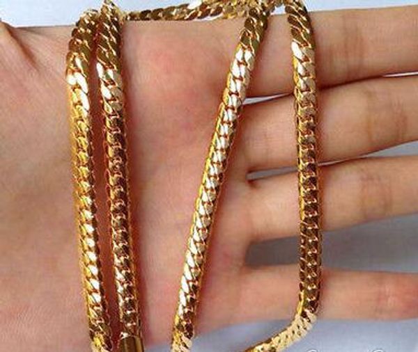 Collana da uomo in oro giallo 18 carati, catena da 24 pollici con catena a serpente, 4 mm, gioielli di moda GF