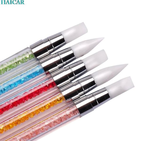 

wholesale- 5pcs pencil strass head nail anail silicone brushes with acrylic strap jan12, Yellow