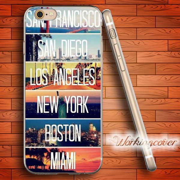 

capa los angeles miami soft clear tpu case for iphone 7 6 6s plus 5s se 5 5c 4s 4 case silicone cover