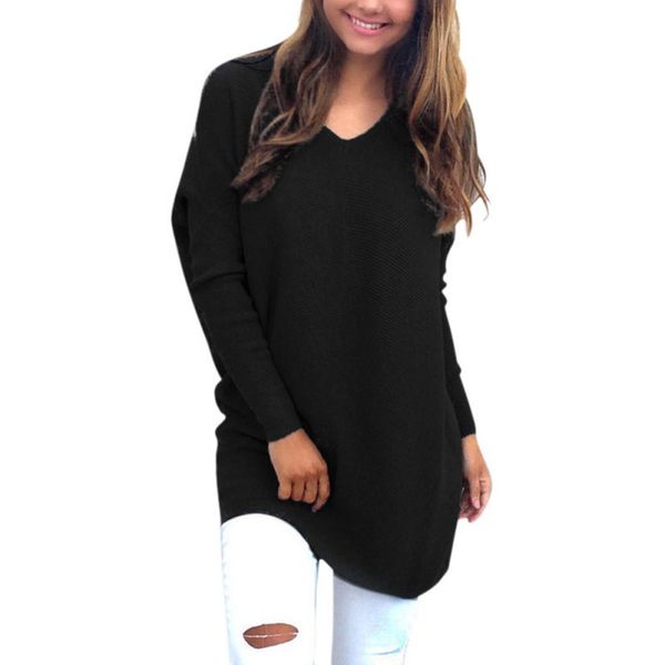 

Plus Size Casual Loose Women Sweaters V-necK Autumn Spring Long Sleeved Clothes Tops Tees Clothing for Female Chunky Knitted Oversized Baggy