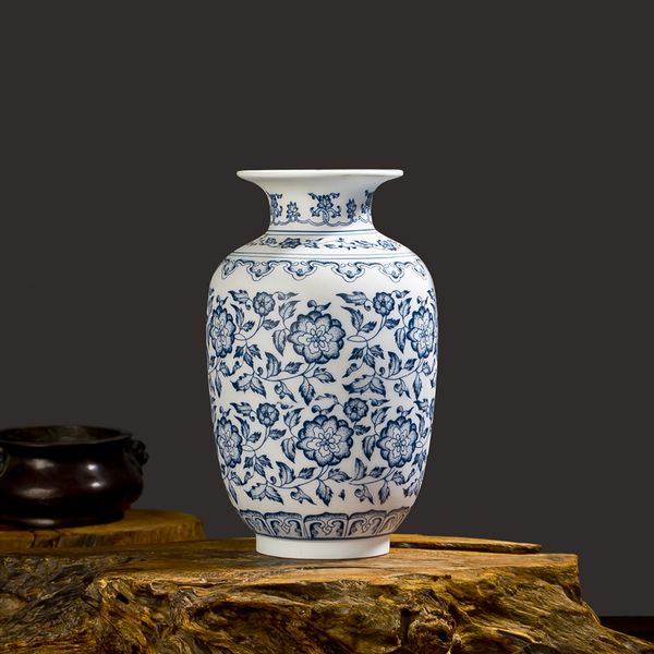 Blue And White Porcelain Vases Interlocking Lotus Design Flower