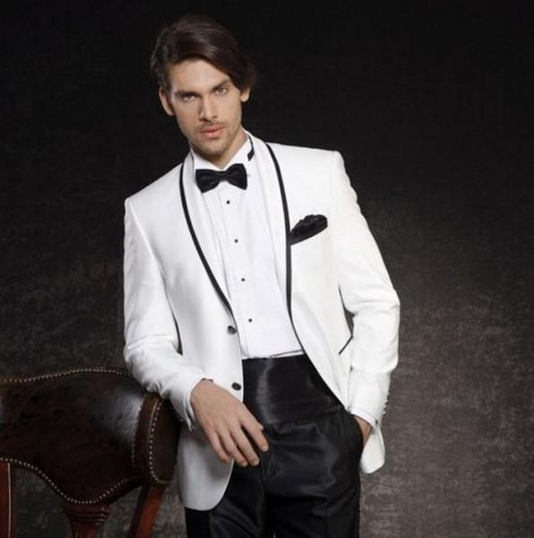 Estilo clássico Noivo Smoking Padrinhos de Casamento Groomsmen Dois Botões Xaile Melhor Homem Terno de Casamento dos homens Blazer Ternos (Jacket + Pants + Cintur ... + Gravata) K260