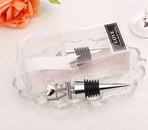 

wholesale- "love" chrome bottle ser wedding favors gifts wine sers party decoration crafts 1set