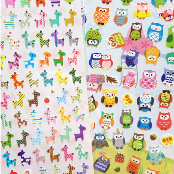 

wholesale- 4 sheet owl giraffe animal print memo sticker cute drawing market diary transparent scrapbooking calendar decor sticker