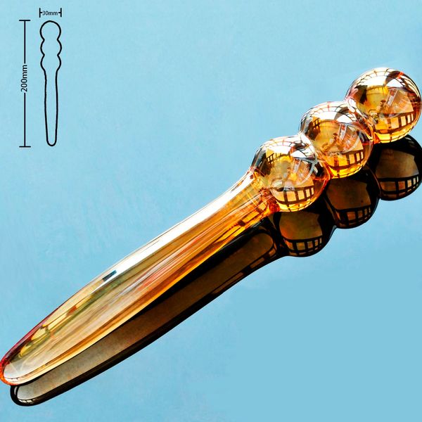 Золотой пирекс стекло поддельные пенис анальный шарик фаллоимитатор прикладом кристалл мужской простаты мастурбатор взрослый продукт секс-игрушки для женщин мужчин гей 17308