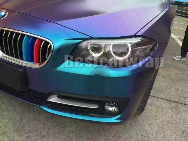 BLU AL VIOLA SATIN SHIFT Pellicola avvolgente in vinile camaleonte con flip flop lucido senza bolle d'aria PER TUTTA la copertura dell'involucro dell'auto 1,52 * 20 m / rotolo