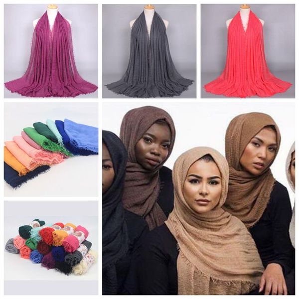 

41 color 180 95cm women cotton linen plain wrinkle hijab carf mu lim muffler fa hion long hawl head wrap pa hmina cca7066 50pc