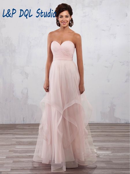 

summer bridesmaid dresses tulle gray long wedding party dresses sweetheart pleats tulle long bridesmaid dresses european style, White;pink