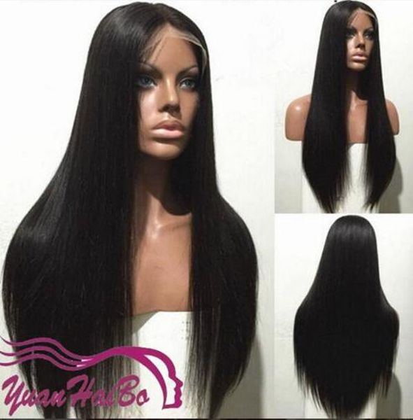 

8 класс virgin бразильского человеческих волос natural color 130% плотность свободной часть прямой glueless полного парик шнурок фронт шнуро, Black;brown