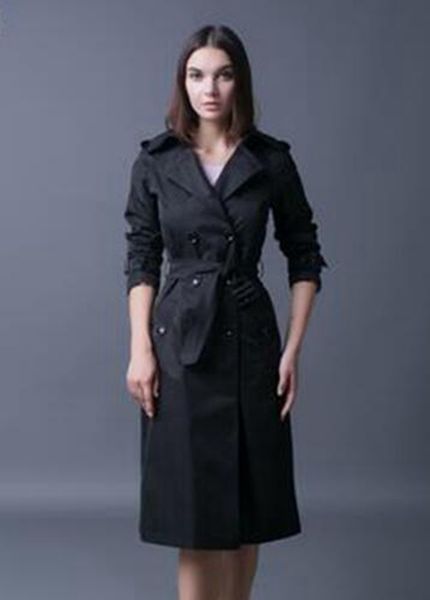 

women in the spring and autumn new han edition boutique fashion long raglan big yards trench coat / s-4xl, Black