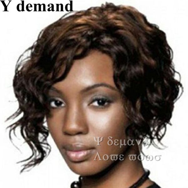 

classic fashion short wavy bob african american celebrity wigs short-female-haircut afro kinky curly wig synthetic hair wigs y demand, Black