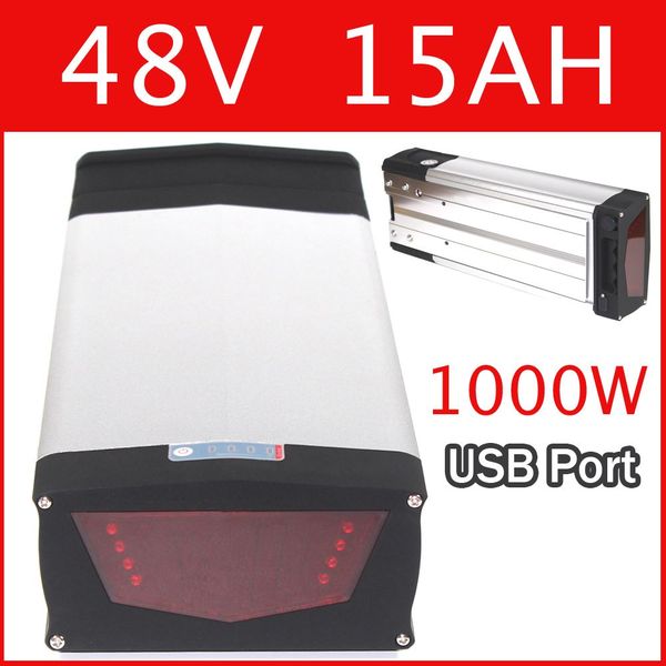 

48v 15ah 1000w lithium ion electric bike battery with usb 2.0 port 54.6v 2a charger battery for 48v 8fun battery 48v ebike