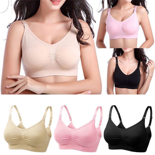 

3 colors women seamless bras 3/4 cup nursing maternity bra breastfeeding removable pad comfortable wireless lingeries cl306, Red;black