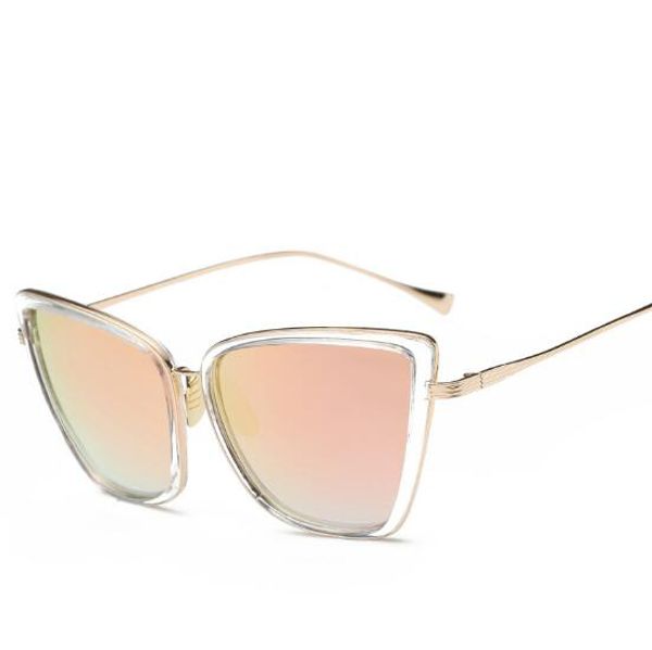 

2017 fashion sunglasses women brand designer sun glasses for ladies vintage cat eyes mirror colorful female ing, White;black