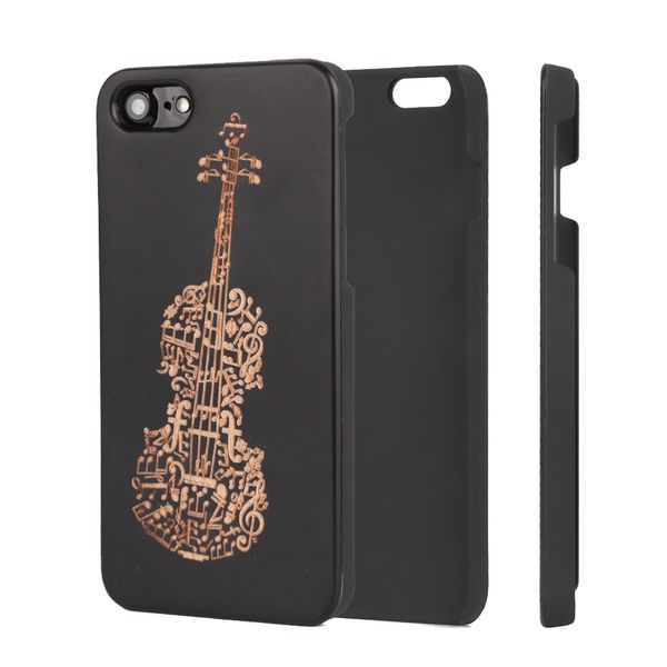 Custodie per telefoni PC con guscio rigido in legno nero Custodia per cover posteriore antiurto con stampa personalizzata a trasferimento termico 3D per iPhone 6 7 8 Plus11 12 Pro Mini