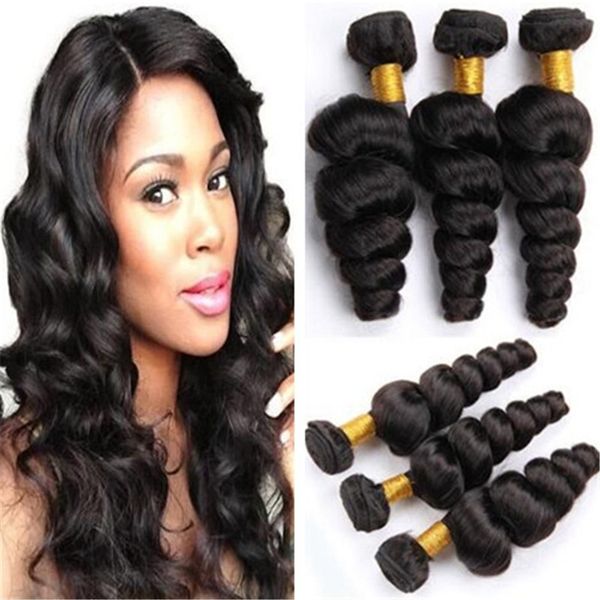 Natural Color Virgin Brazilian Hair Loose Wave 3 Bundles Mix