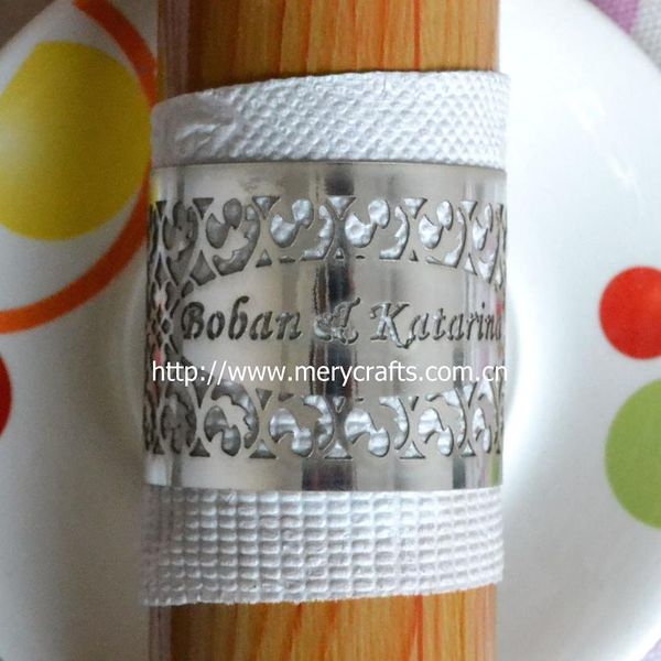 

wholesale- 300pcs/lot laser cut silver napkin rings for wedding banquet table decorations