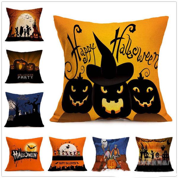 

halloween pillow case linen square pillow cases hallowmas home decor pillow cover party pillowcases cartoon cushion cover