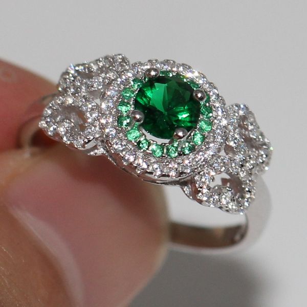 

size 5-10 women fashion jewelry soild 100% 925 sterling silver choucong emerald gemstones cz diamond birthstone women wedding pave ring gift