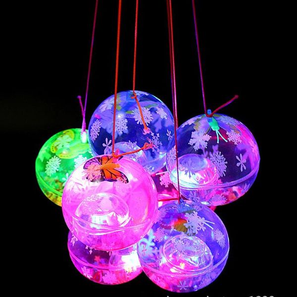 Lanyard leuchtende elastische Kugel Großhandel 55mm 65mm transparente Flash-Kristallkugel LED-Leuchten leuchtende Kinderspielzeug Ball F20171503