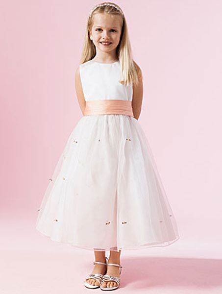 

O Neck Ball Gown Tulle Flower Girl Dresses Appliques 2017 Custom Made Beautiful vestido de noche Pageant Dresses Simple Design Party Dress