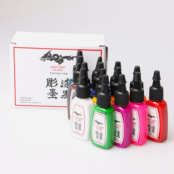 14 pezzi Forniture di inchiostro per tatuaggi 15 ml 14 COLORI INCHIOSTRO TATOO 1/2 OZ spedizione gratuita Inchiostri per tatuaggi Tatuaggi Body Art