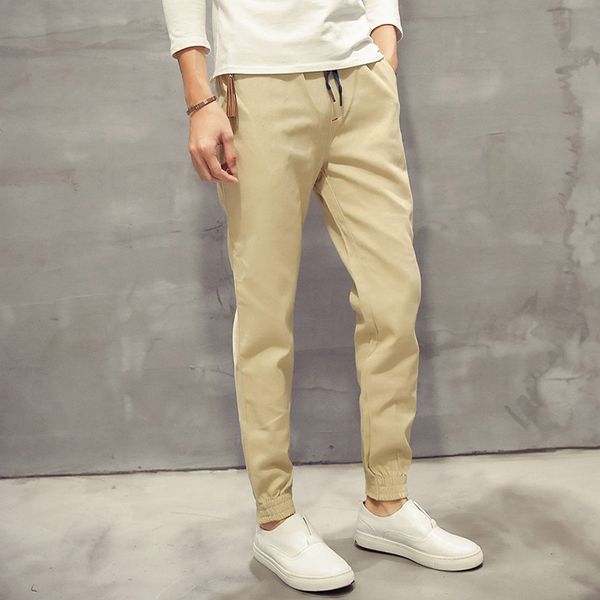 

wholesale-japan style khaki joggers 2016 spring new cotton casual cargo pants quality mid waist mens joggers long trousers 5xl-m 5colors, Black