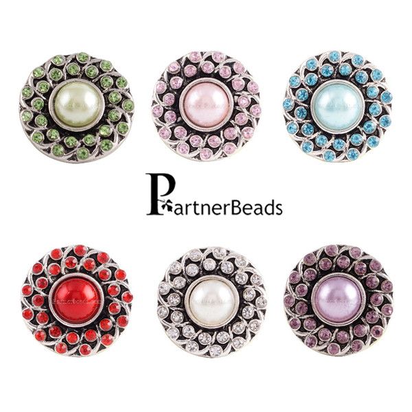 

Partnerbeads Нуса дизайн оснастки посеребренные круглый Оснастки ювелирные изделия 6 цветов горный хрусталь взаимозаменяемые Кристалл 20 мм старинные оснастки кнопка KC8502