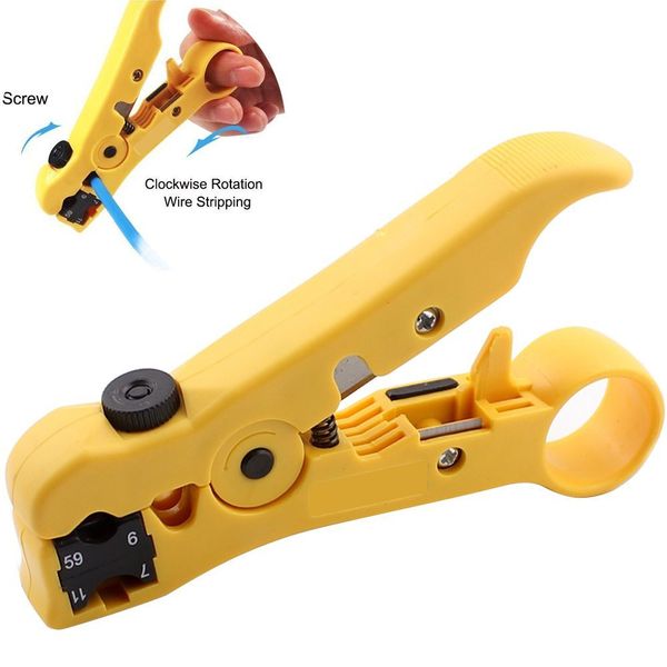 

universal cable stripper cutter for flat or round utp cat5 cat6 wire coax coaxial stripping tool