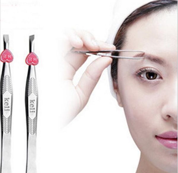 Wholesale-3pcs/lot Stainless Steel  Eyebrow Tweezer Slanted/Flat Edge Shape Eyebrow Clip Remover Hair Tweezer Eyebrow Pincet beauty