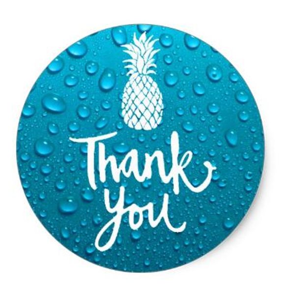 

summer white pineapple thank you classic round sticker