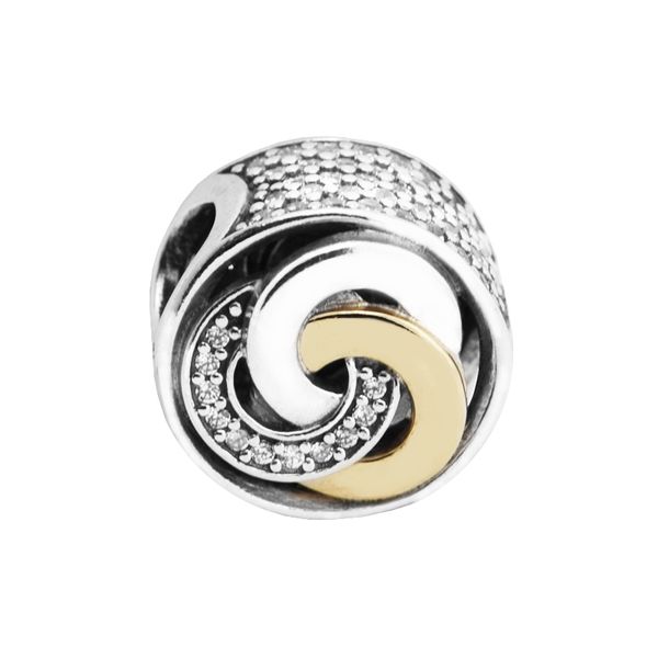 

fit pandora bracelet interlinked circles clear cz beads 14k gold charm for woman original 925 silver jewelry making beads fashion beads