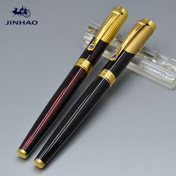 JINHAO Penna stilografica classica dal design classico in metallo nero e rosso agata di alta qualità con forniture per ufficio scolastico che scrivono regali con penna a inchiostro di marca liscia