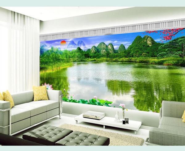 Personalizado em qualquer tamanho HD paisagem nascer do sol TV pano de fundo mural 3d papel de parede 3d papéis de parede para tv pano de fundo