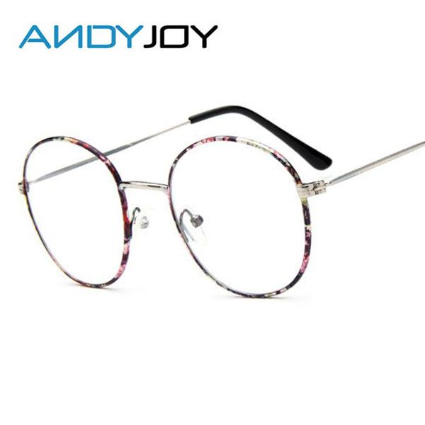 

wholesale- andyjoy fashion women optical metal frames men vintage round eyeglass ladies plain glasses myopia frame armacao oculos de grau, Silver