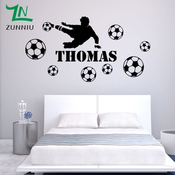 Football Personalise Custom Name Wall Stickers For Kids Rooms Soccer Player Boys Bedroom Decoration Wall Decals Home Decor 55 118 Cm Wall Decor