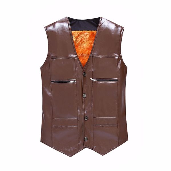 

wholesale- tg6312 wholesale 2016 new more middle-aged and old male leather vest and velvet warm fur shawl vest, Black;white