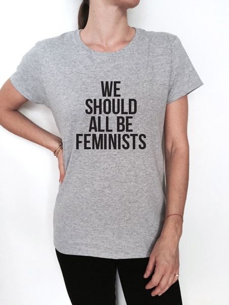 

wholesale- we funny tee should feminists letters ship tshirt women cotton casual print t be for lady shirt hipster drop all z-588 svjne, Black