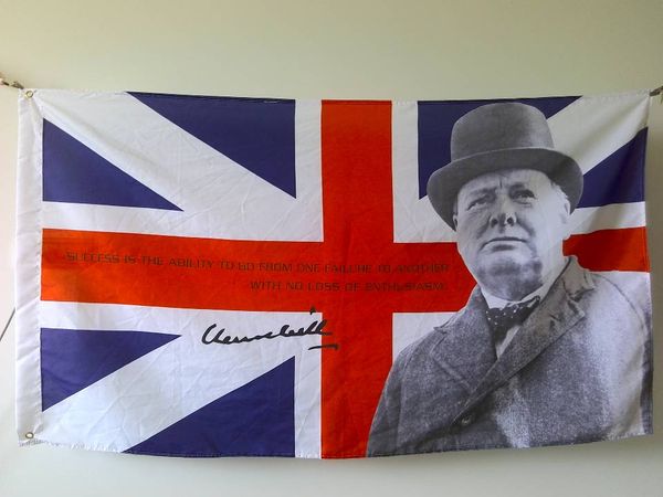 

Winston Churchill Flag 90 x 150 cm Polyester WWII Union Jack Great Britian United Kingdom Banner