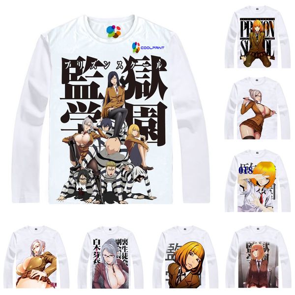 

anime shirt prison school t-shirts multi-style long sleeve meiko shiraki hana midorikawa cosplay motivs kawaii shirts, White;black