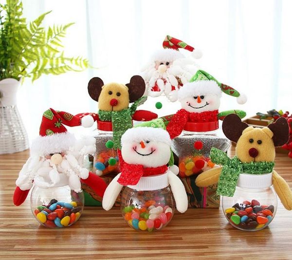 Scatola di caramelle di Natale Alce di Natale Babbo Natale Pupazzo di neve Orso Bambole Topper Scatole di dolci trasparenti Contenitore Decorazioni per feste di capodanno per bambini
