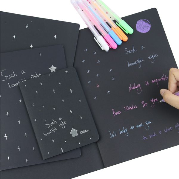 

wholesale- 1 notebook diary black paper notepad 16k 32k 56k sketch graffiti notebook for drawing painting office school stationery gifts, Purple;pink