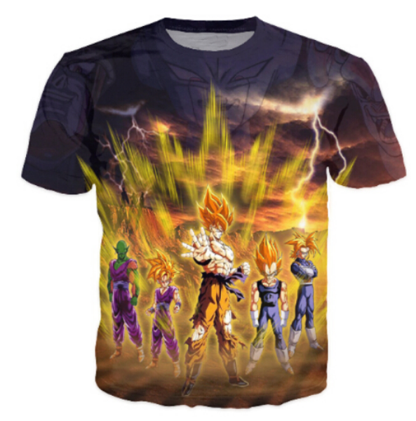 

новый dragon ball z comic goku saiyan 3d мультфильм футболка летний стиль майка мужчины / женщины camisa masculina плюс размер s-5xlk62, White;black