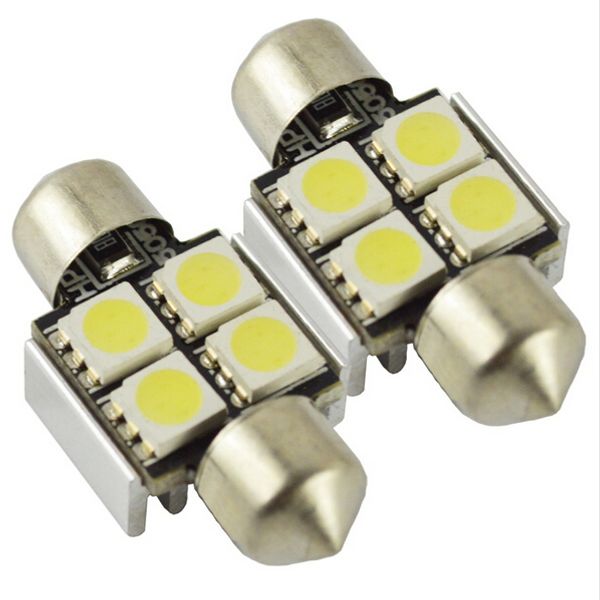 

100 pcs car bulbs 36mm 3 smd 5050 led white dome festoon canbus error car auto interior light c5w lamp bulb dc12v