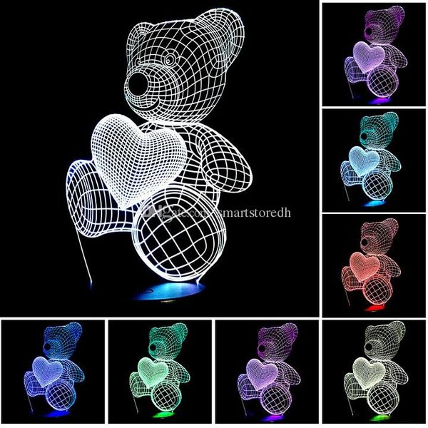 

7 изменение цвета 3D акриловая иллюзия Сенсорный выключатель лампы светодиодный н