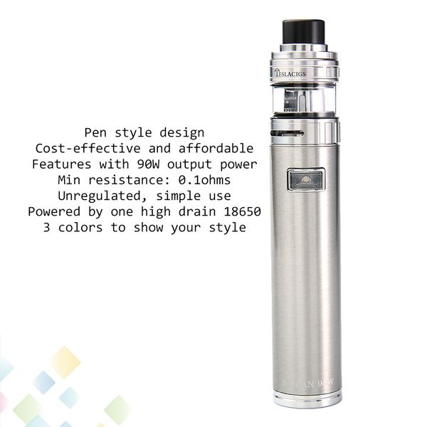 

black macan 90w tank kit with electronic cigarette h8 starter silver teslacigs 2 mini colors dhl original pgbpd