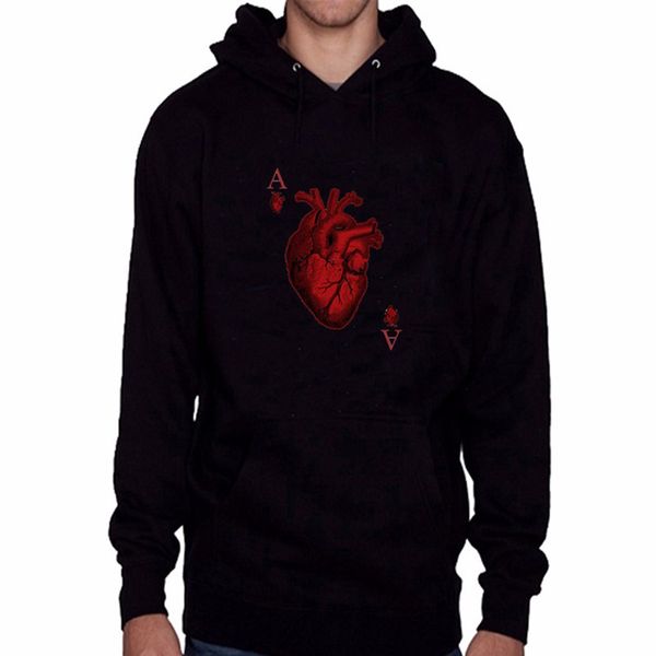 

wholesale- poker heart new men's hoodies cotton sweatshirt black/gray 4xl hoodie clothing sudaderas hombre hip hop tracksuit