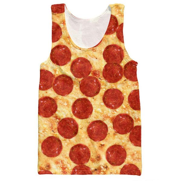 

wholesale- pepperoni pizza tank fashion men' clothing summer sleeveless shirt bodybuilding stringer singlets jersey plus size vest, White;black